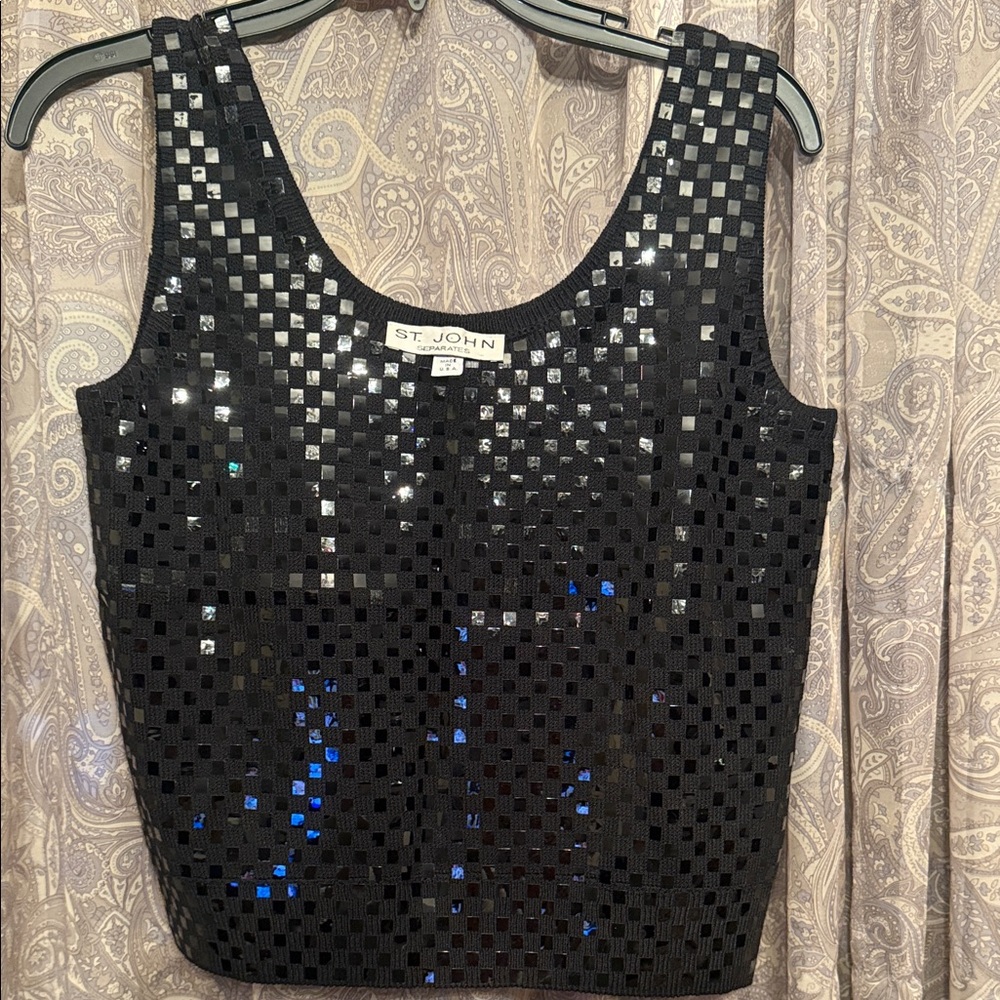 St. John Black Sequin Tank Top